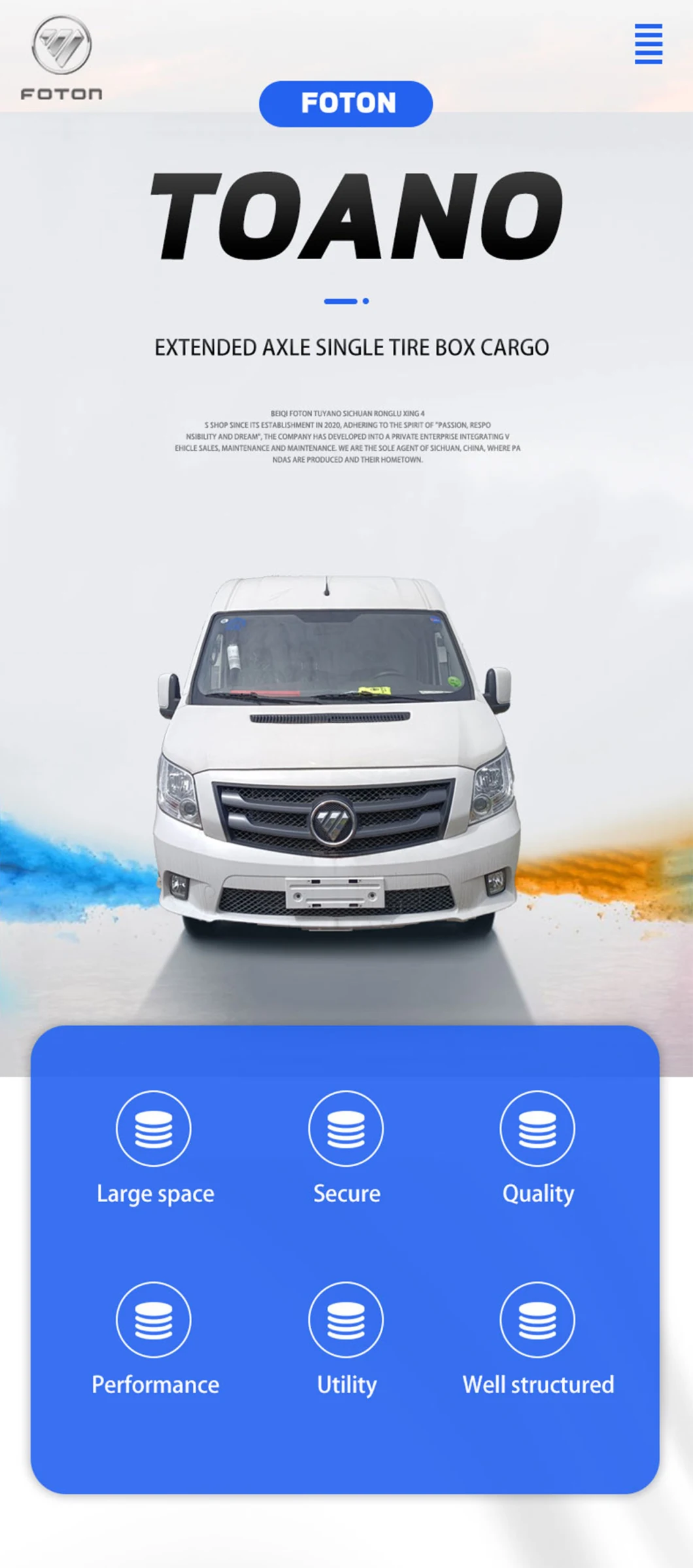 China Factory Tuyano Extended Axle Single Tire Box Pickup Truck, Minivan, Commercial Vehicle, Food Transport, Cargo Transport Vehicles